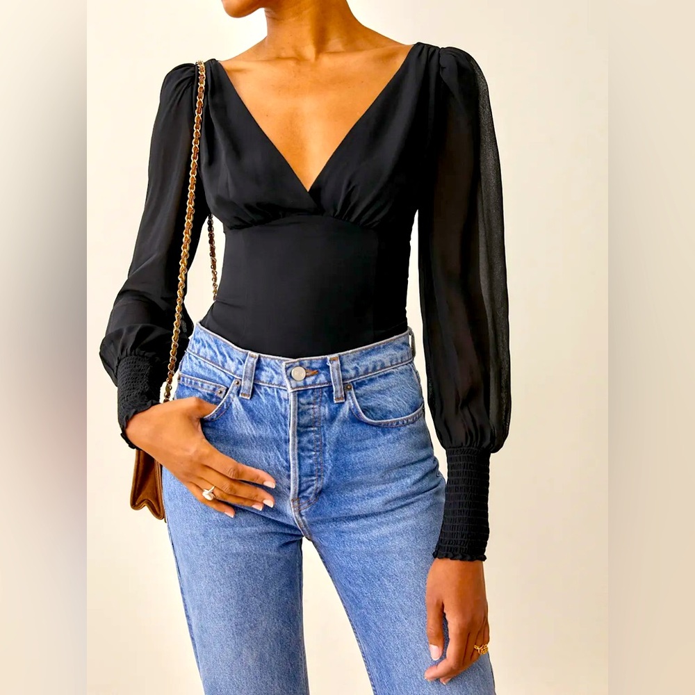 Reformation Michel Top Black - Size 8